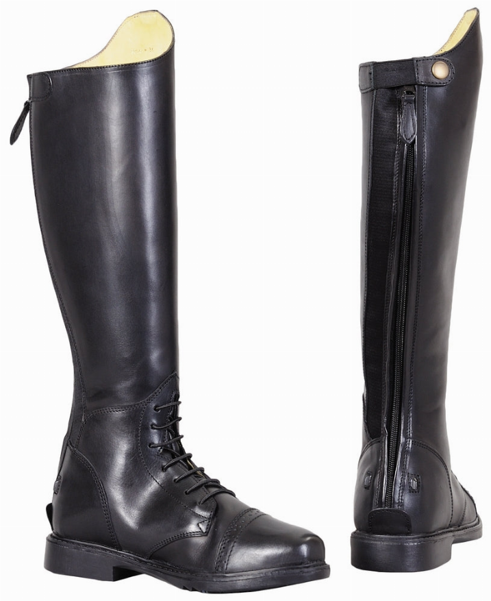 TuffRider Women Leather Back Zipper Short Baroque Field Boots - offthespeed