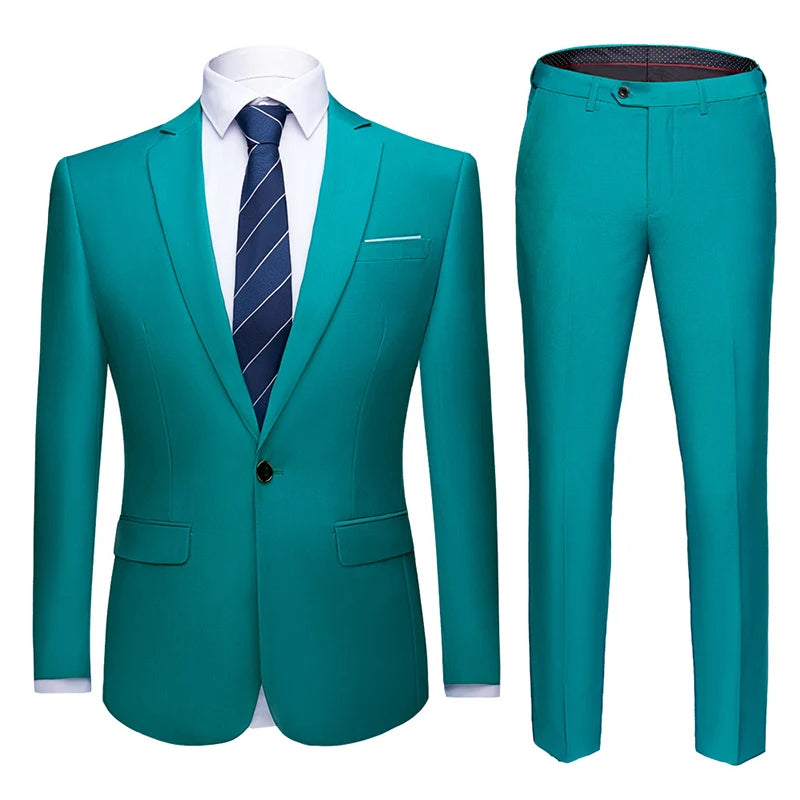 Shenrun Men Suits 2 Pieces Jacket Pants Business - offthespeed