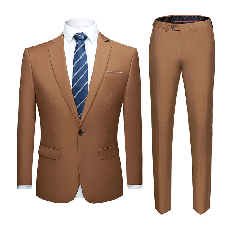 Shenrun Men Suits 2 Pieces Jacket Pants Business - offthespeed