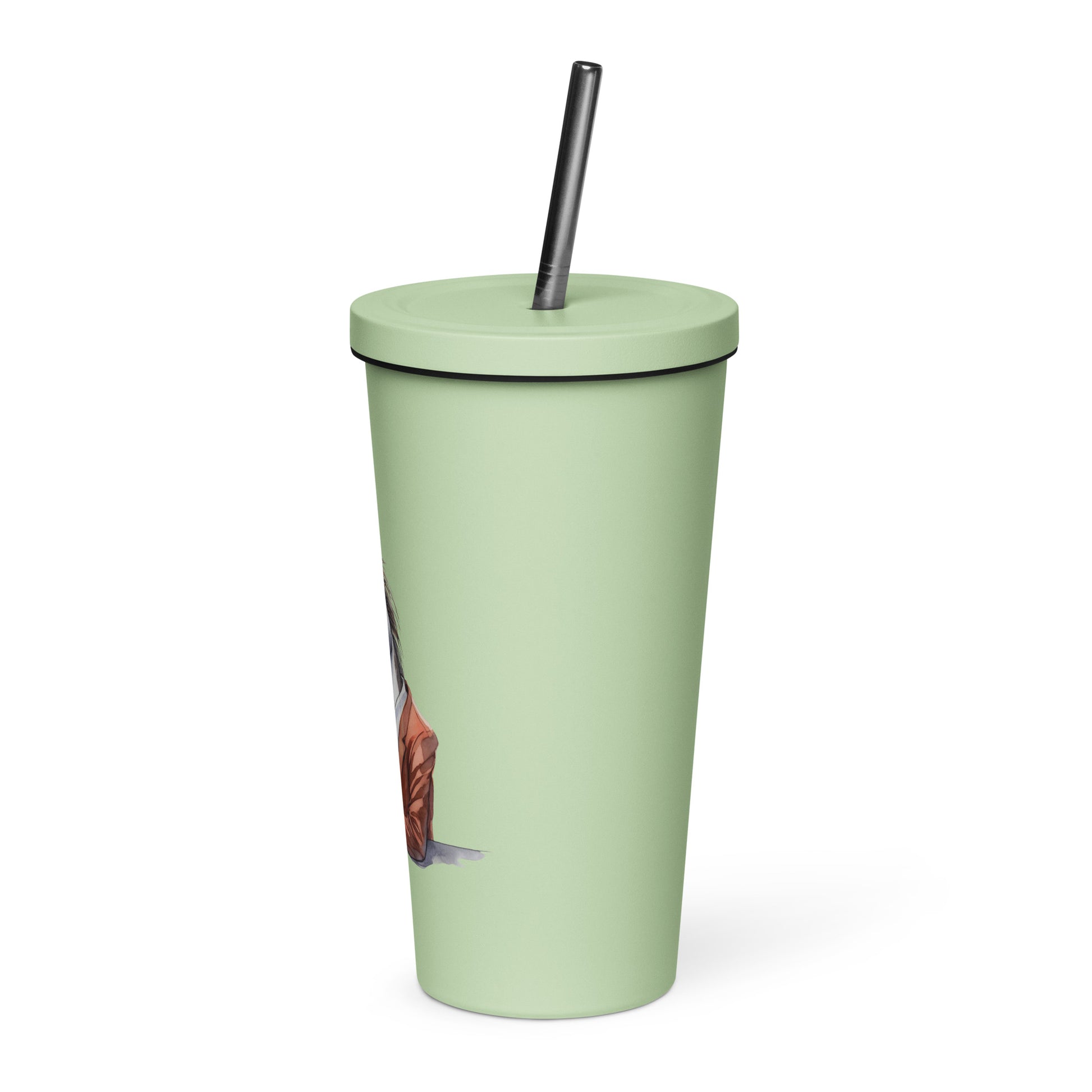 Insulated tumbler with a straw- Crazy Horse 13 - offthespeed