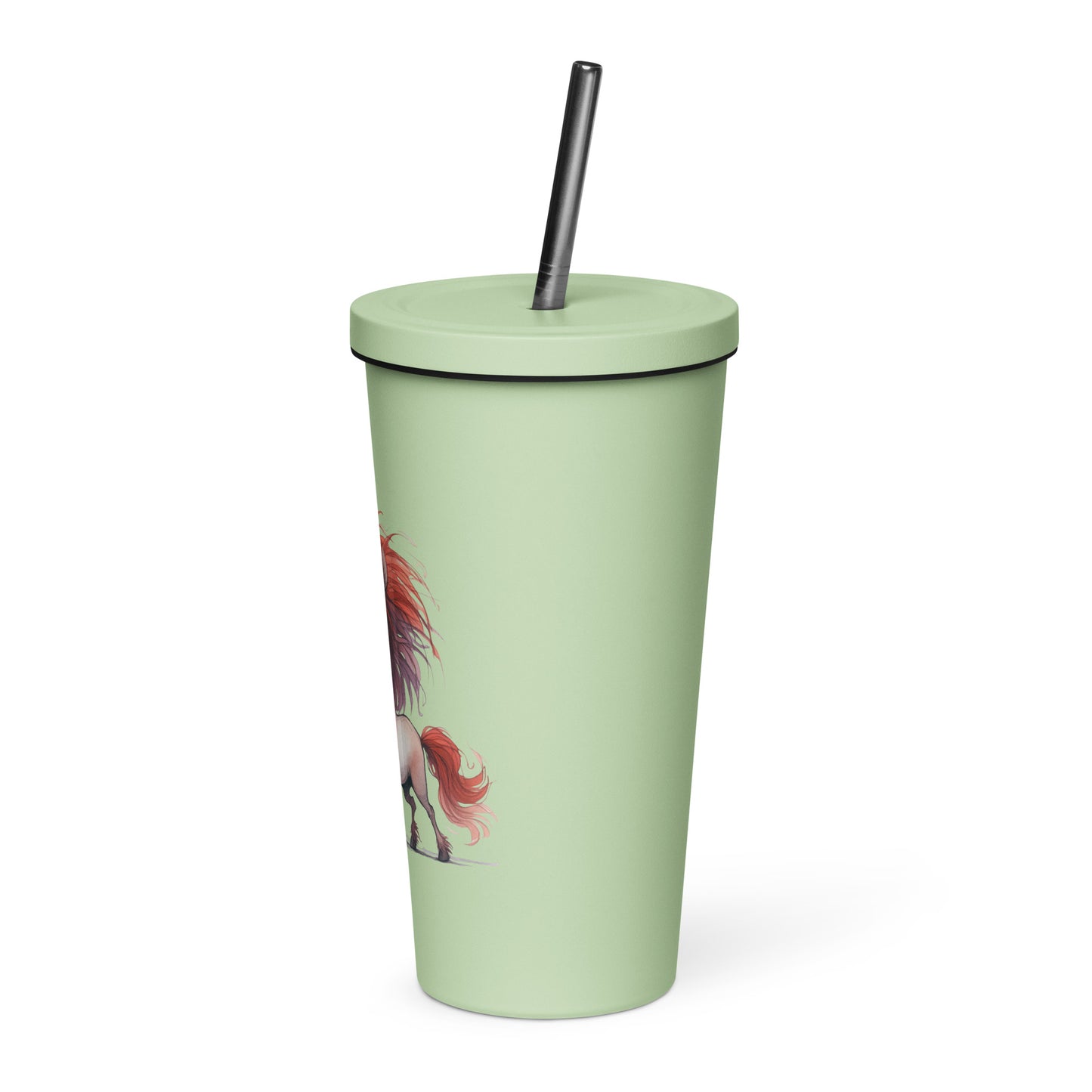 Insulated tumbler with a straw- Crazy Horse 22 - offthespeed