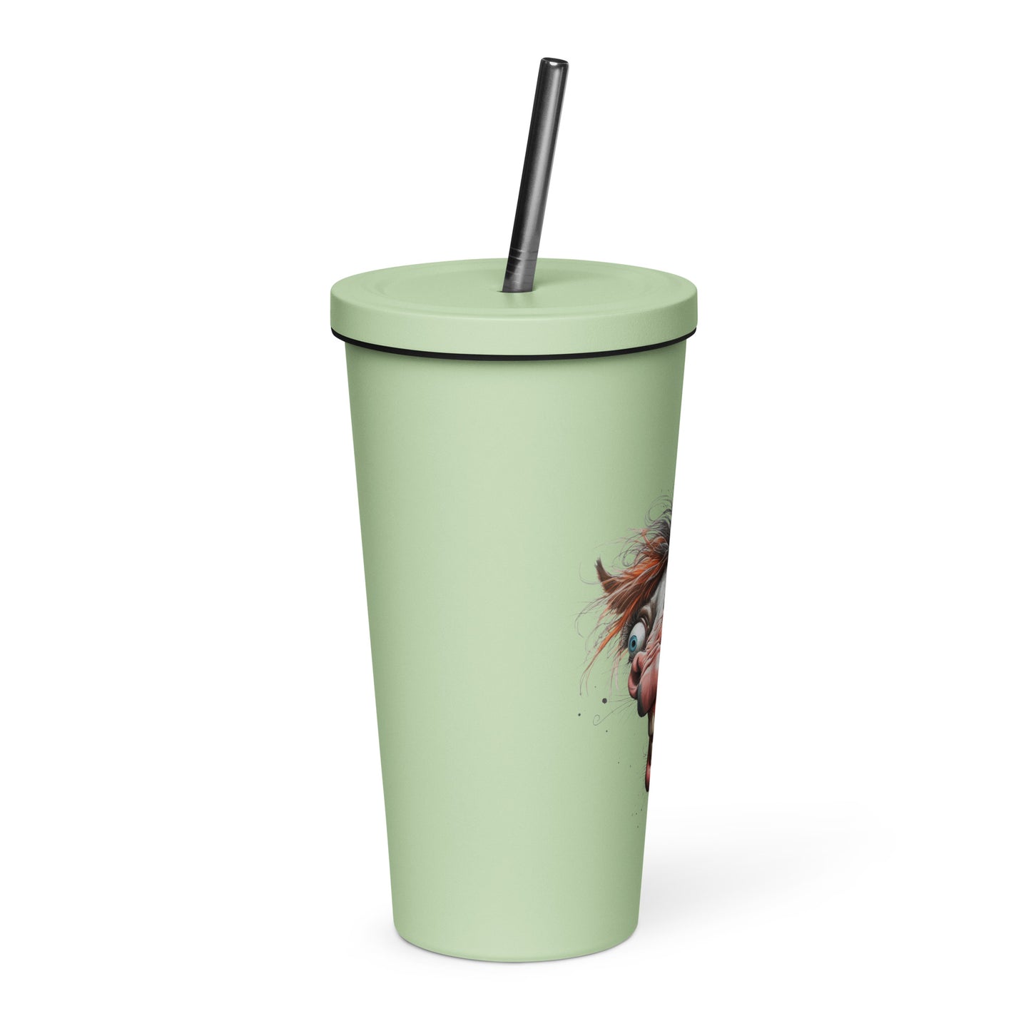 Insulated tumbler with a straw- Crazy Horse 19 - offthespeed