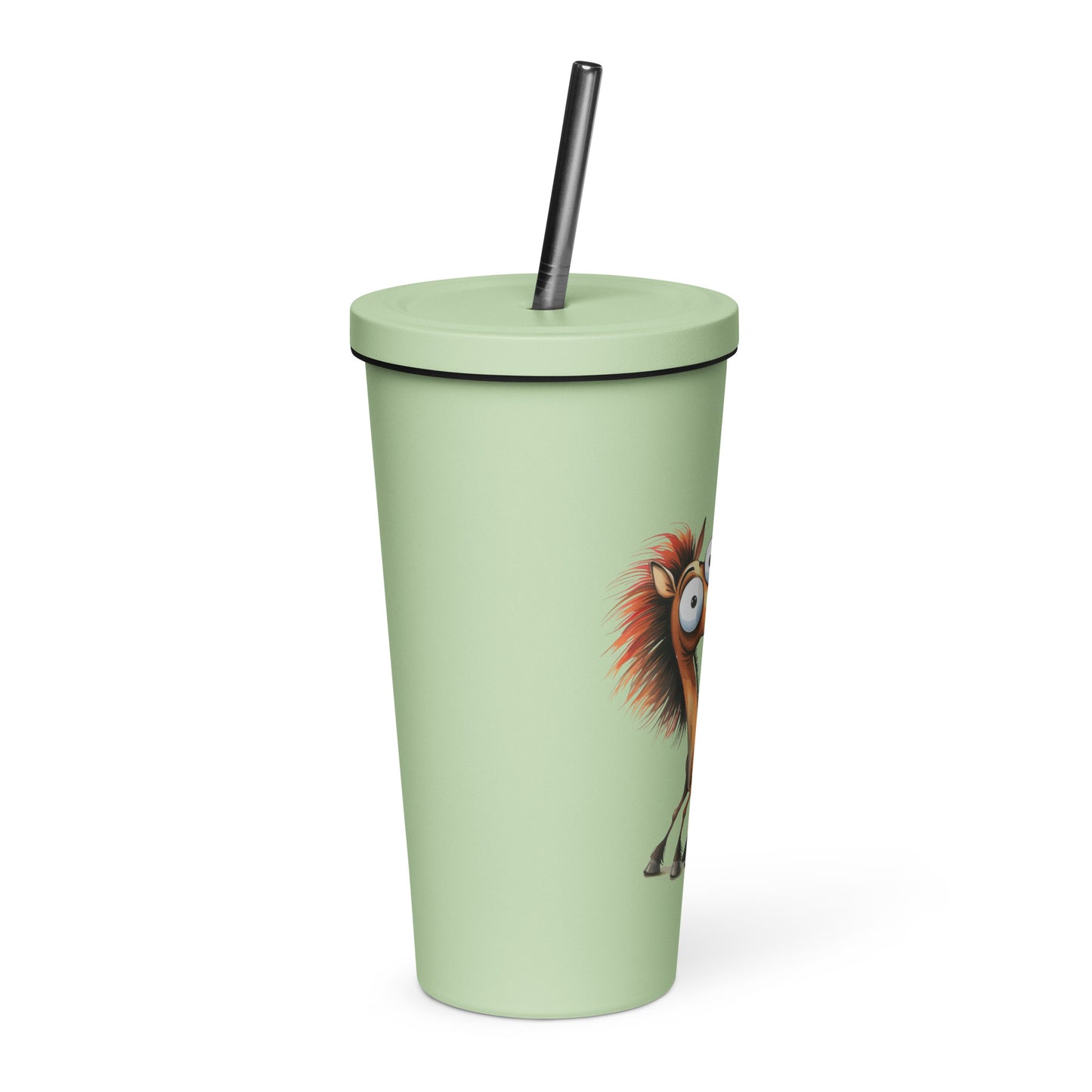 Insulated tumbler with a straw- Crazy Horse 23 - offthespeed
