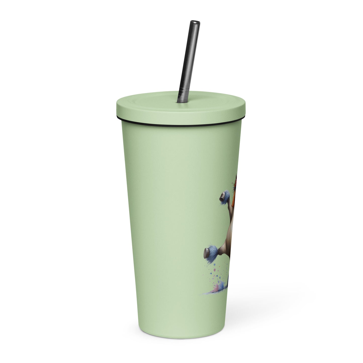 Insulated tumbler with a straw- Crazy Horse 36