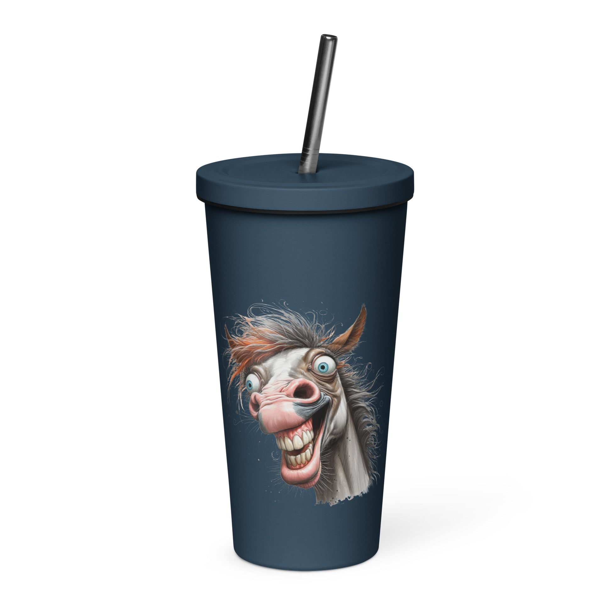 Insulated tumbler with a straw- Crazy Horse 19 - offthespeed