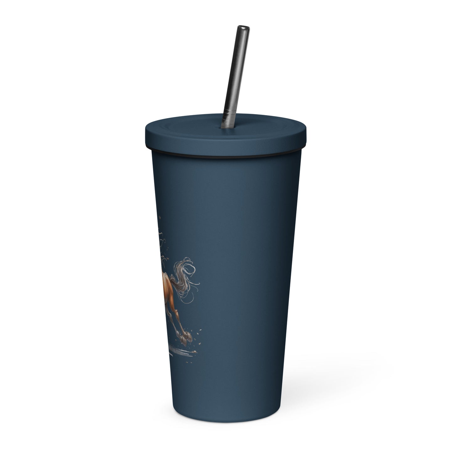 Insulated tumbler with a straw- Crazy Horse 12 - offthespeed