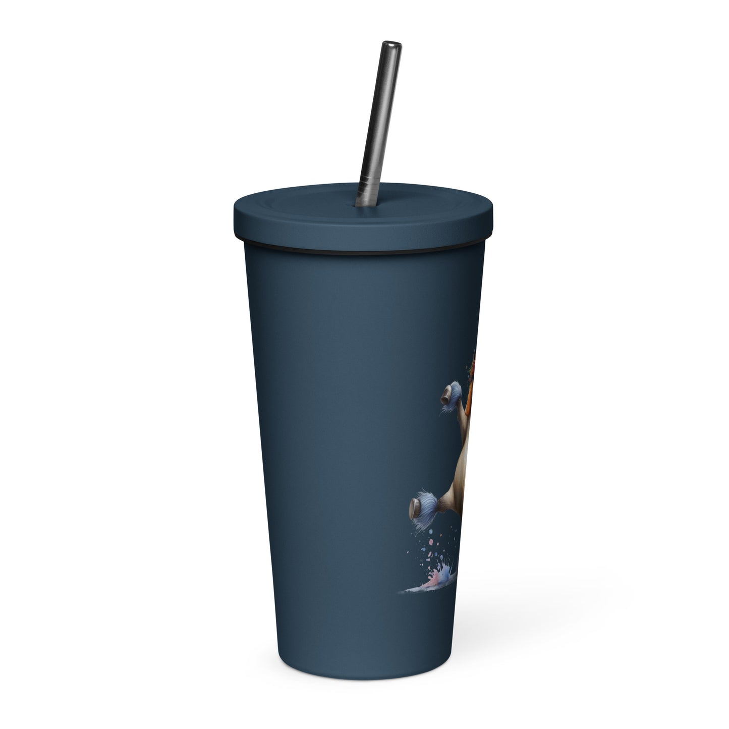 Insulated tumbler with a straw- Crazy Horse 36
