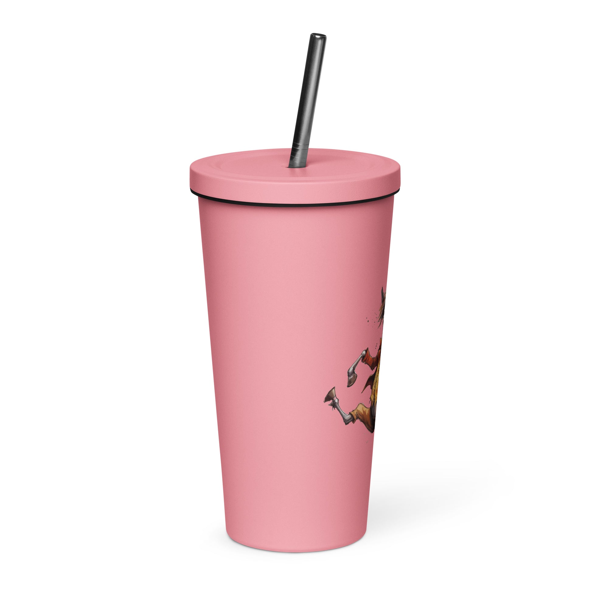 Insulated tumbler with a straw- Crazy Horse 10 - offthespeed