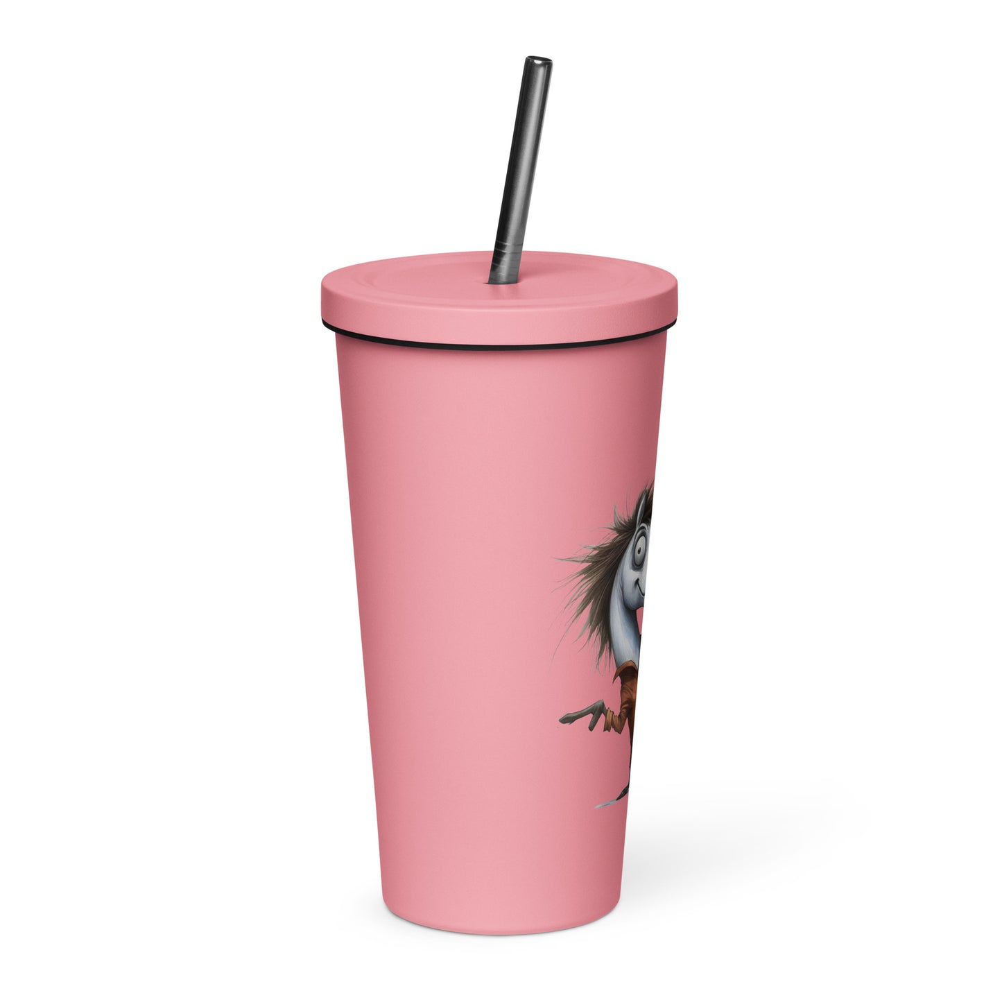 Insulated tumbler with a straw- Crazy Horse 40