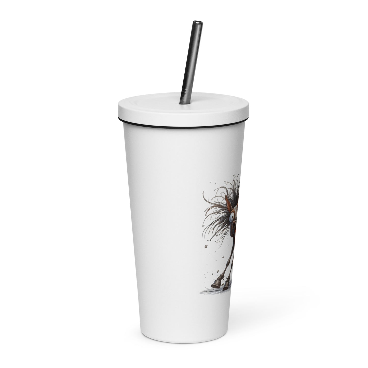 Insulated tumbler with a straw- Crazy Horse 12 - offthespeed