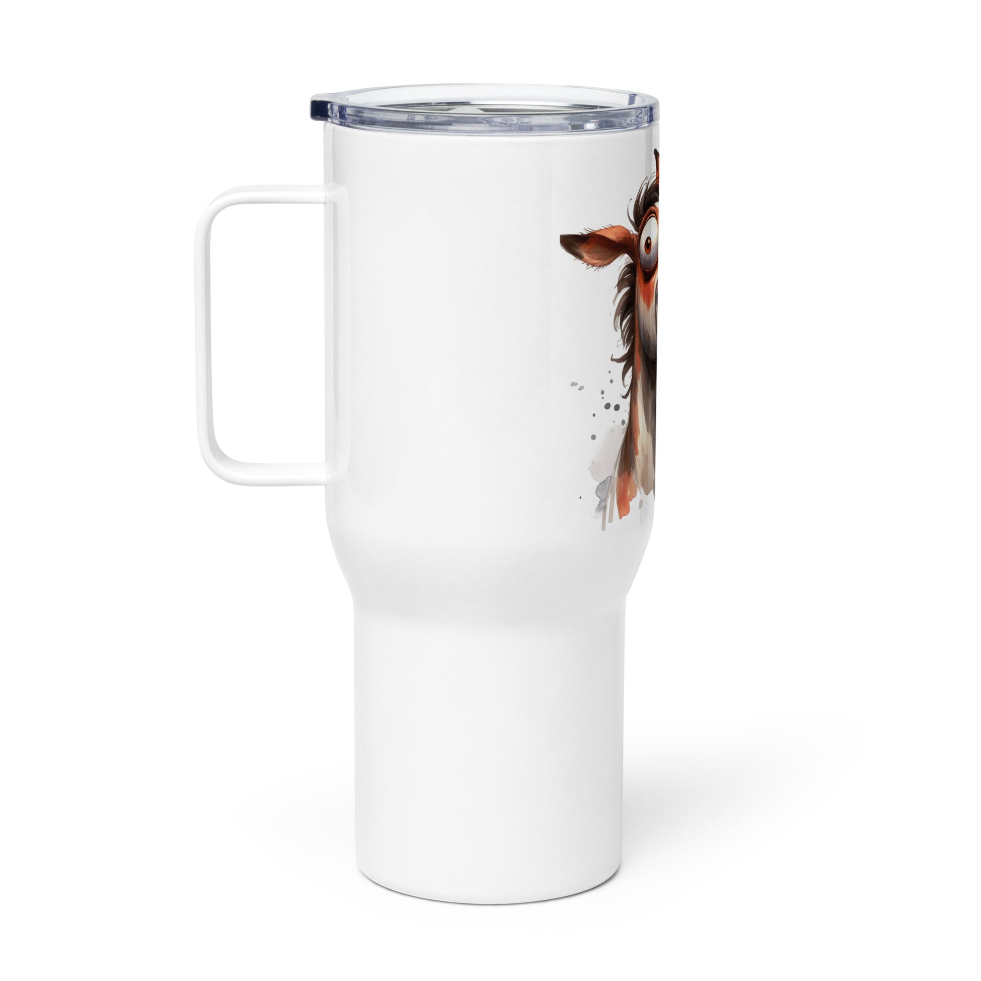Travel mug with a handle- Crazy Horse 6 - offthespeed