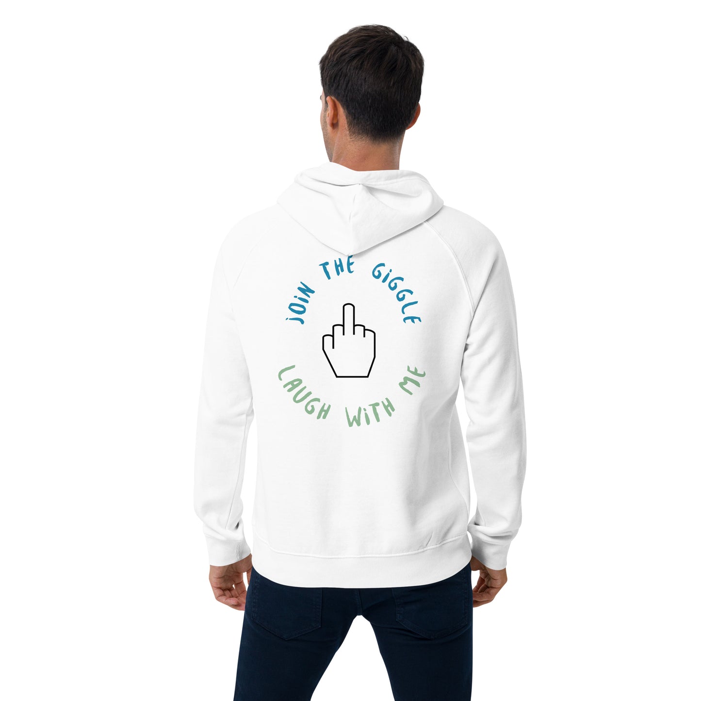 Unisex eco raglan hoodie- OTS Join The Giggle Laugh With Me - offthespeed